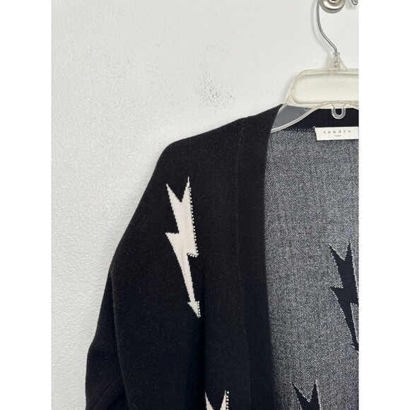 Sandro Juste Lightning Bolt Open Front Blazer Beaded Black Grunge Women's Size 2 - Picture 3 of 10